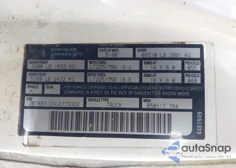 1990 Dodge Ram Van B350 из США, поврежденный, VIN 2B7KB31ZXLK773322